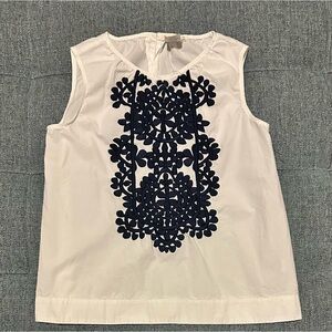 Crewcuts - White Top with Navy Embroidery